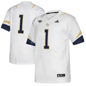 Men's Adidas #1 White/Navy Georgia Tech Yellow Jackets Premier Jersey