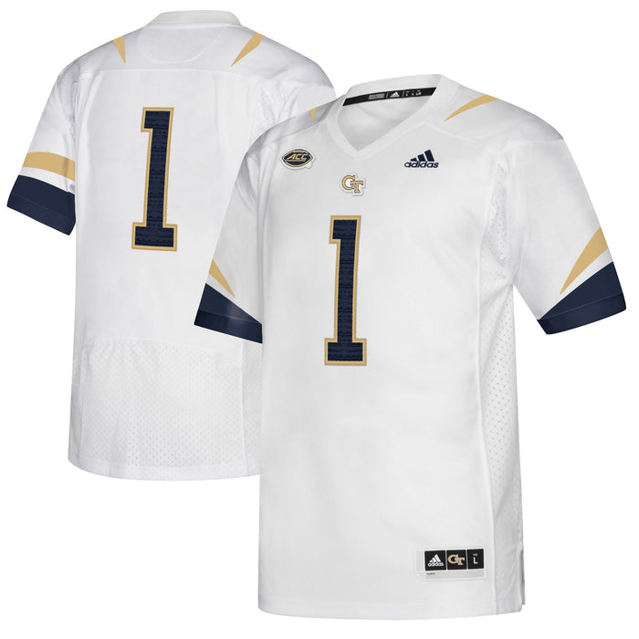 Men's Adidas #1 White/Navy Georgia Tech Yellow Jackets Premier Jersey