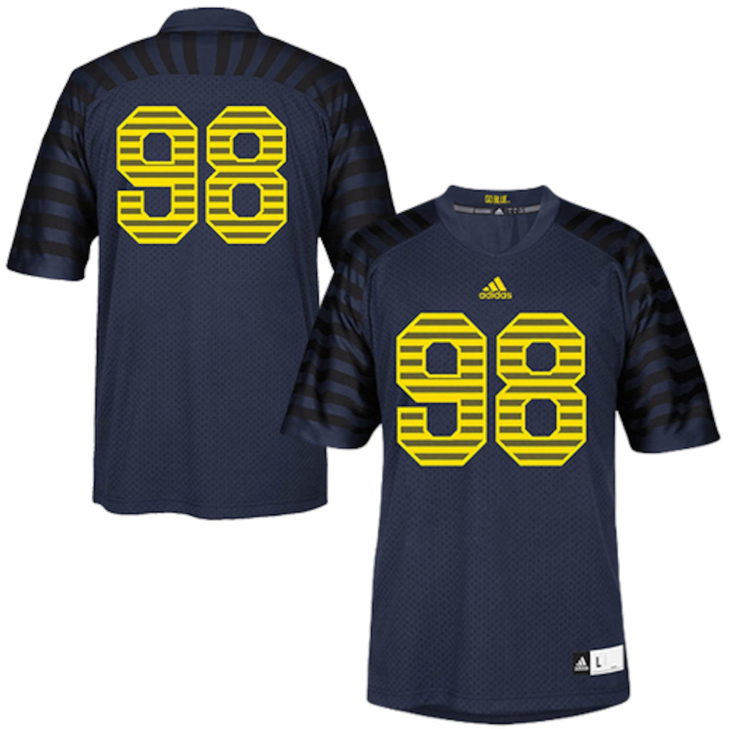 Mens Michigan Wolverines No. 98 Adidas Navy Blue Premier Event Jersey