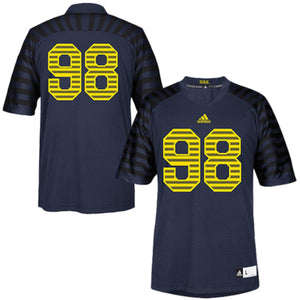 Mens Michigan Wolverines No. 98 Adidas Navy Blue Premier Event Jersey