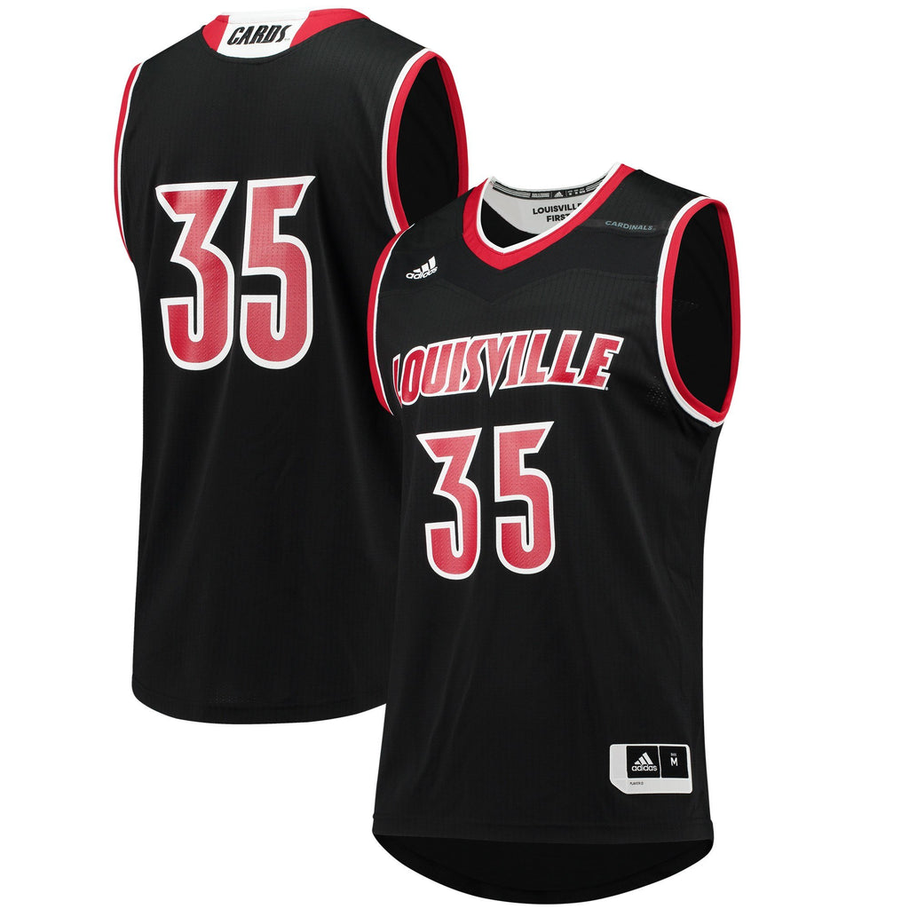 Men's Adidas #35 White Louisville Cardinals Replica Basketball Jersey