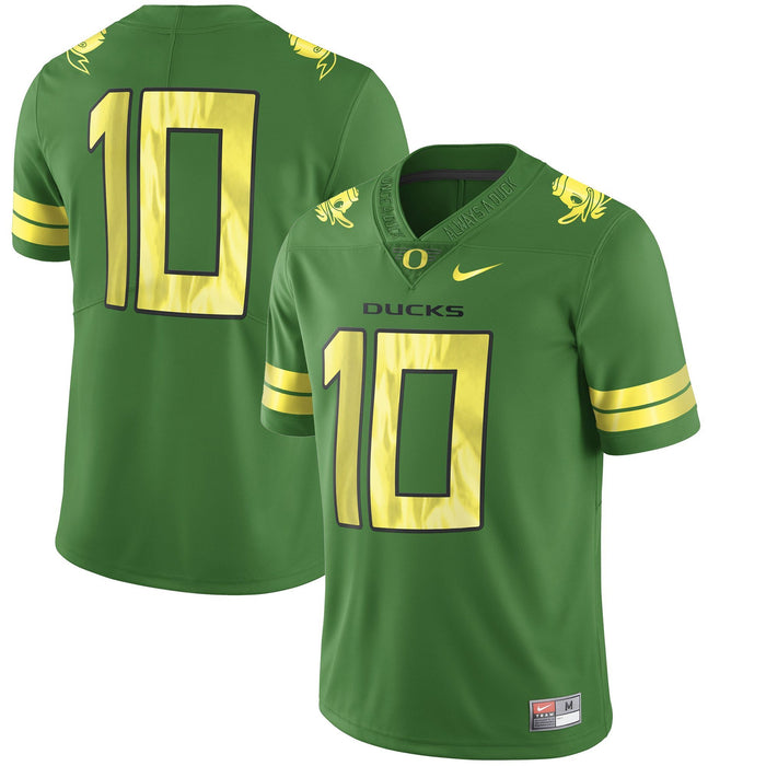 Men's Nike #10 Apple Green Oregon Ducks Limited Jersey