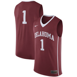 Men's Nike #1 Crimson Oklahoma Sooners Basketball Replica Jersey