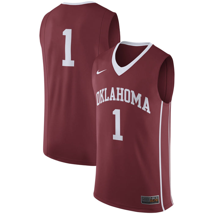 Men's Nike #1 Crimson Oklahoma Sooners Basketball Replica Jersey
