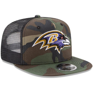 New Era Baltimore Ravens Woodland Camo/Black Trucker 9FIFTY Snapback Adjustable Hat