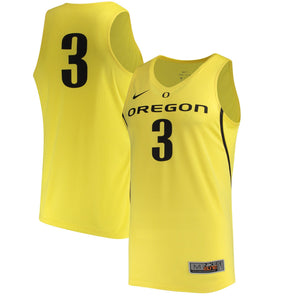 Men's Nike #3 Yellow Oregon Ducks College Basketball Replica Jersey