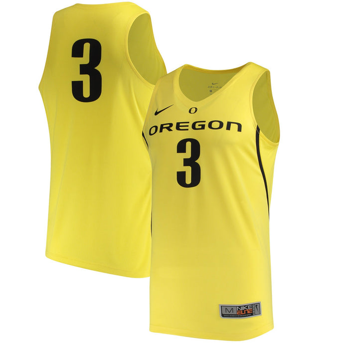 Men's Nike #3 Yellow Oregon Ducks College Basketball Replica Jersey