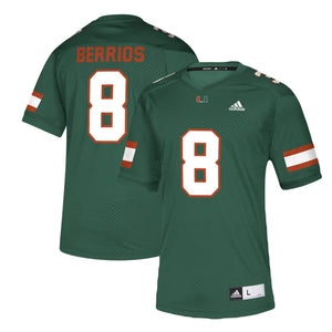 Men's Adidas Braxton Berrios Green Miami Hurricanes NFLPA Alumni Chase Replica Jersey