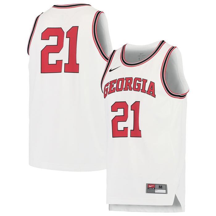 Men's Nike #21 White Georgia Bulldogs Retro Performance College Basketball Jersey