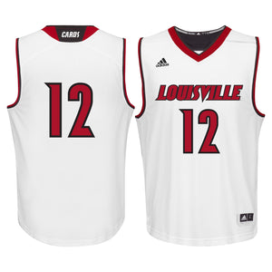 Men's Adidas #12 White Louisville Cardinals Replica Basketball Jersey