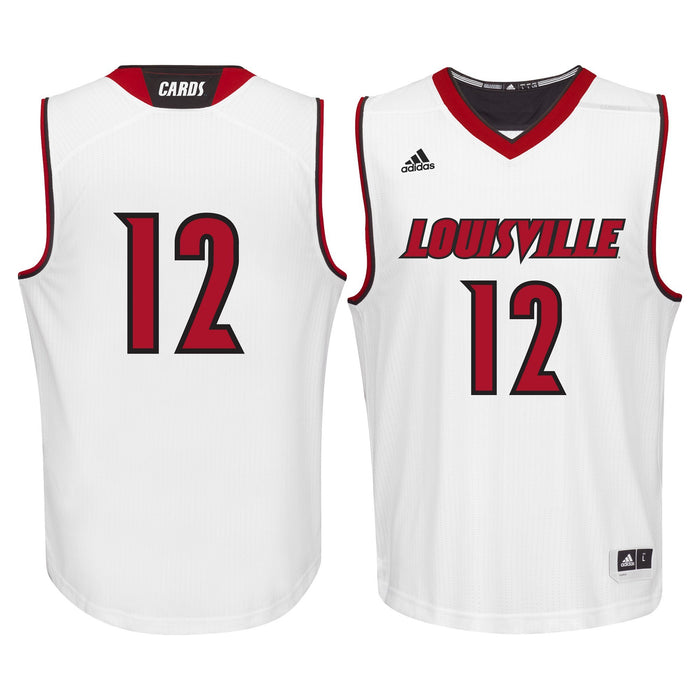 Men's Adidas #12 White Louisville Cardinals Replica Basketball Jersey