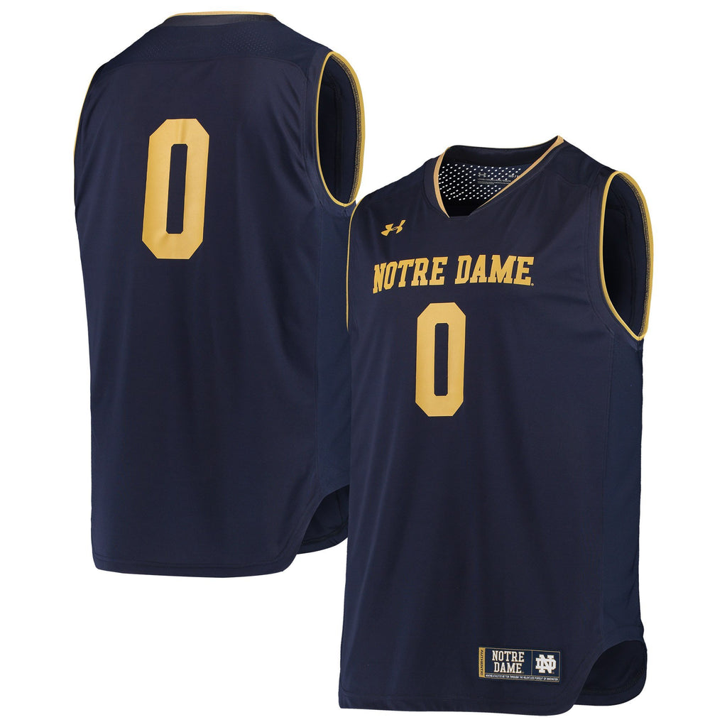 Men's Under Armour White/Navy #0 Notre Dame Fighting Irish Replica Basketball Jerseys