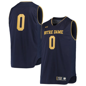 Men's Under Armour White/Navy #0 Notre Dame Fighting Irish Replica Basketball Jerseys