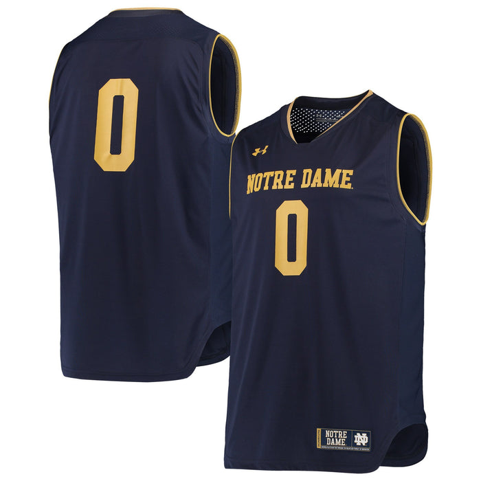 Men's Under Armour White/Navy #0 Notre Dame Fighting Irish Replica Basketball Jerseys