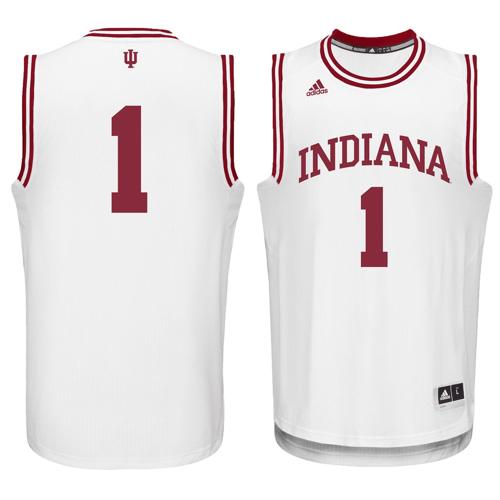 Men's Adidas #1 White Indiana Hoosiers Replica Basketball Jersey