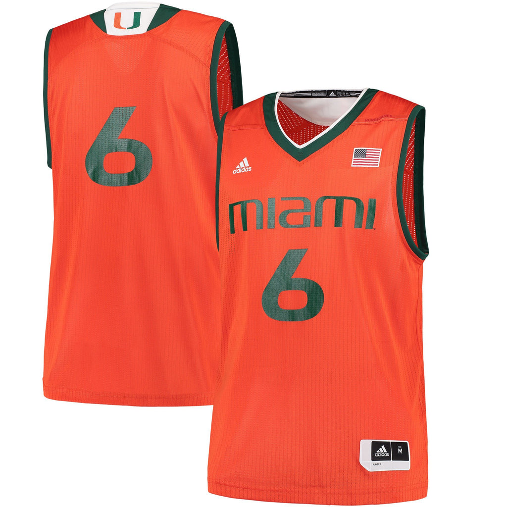 Men's Adidas Orange Miami Hurricanes Replica Basketball Jersey