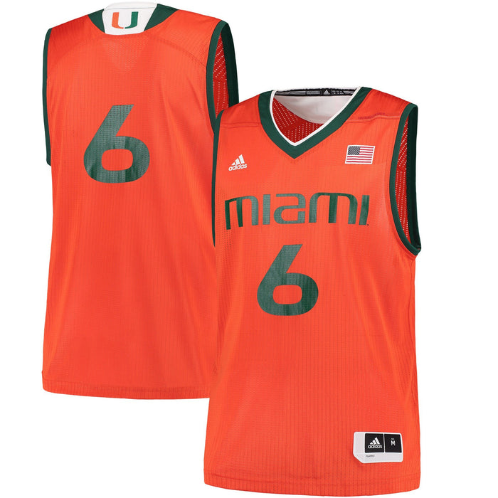 Men's Adidas Orange Miami Hurricanes Replica Basketball Jersey