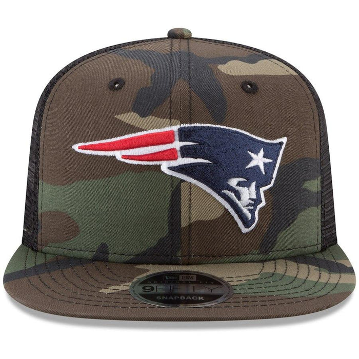 New Era New England Patriots Woodland Camo/Black Trucker 9FIFTY Snapback Adjustable Hat