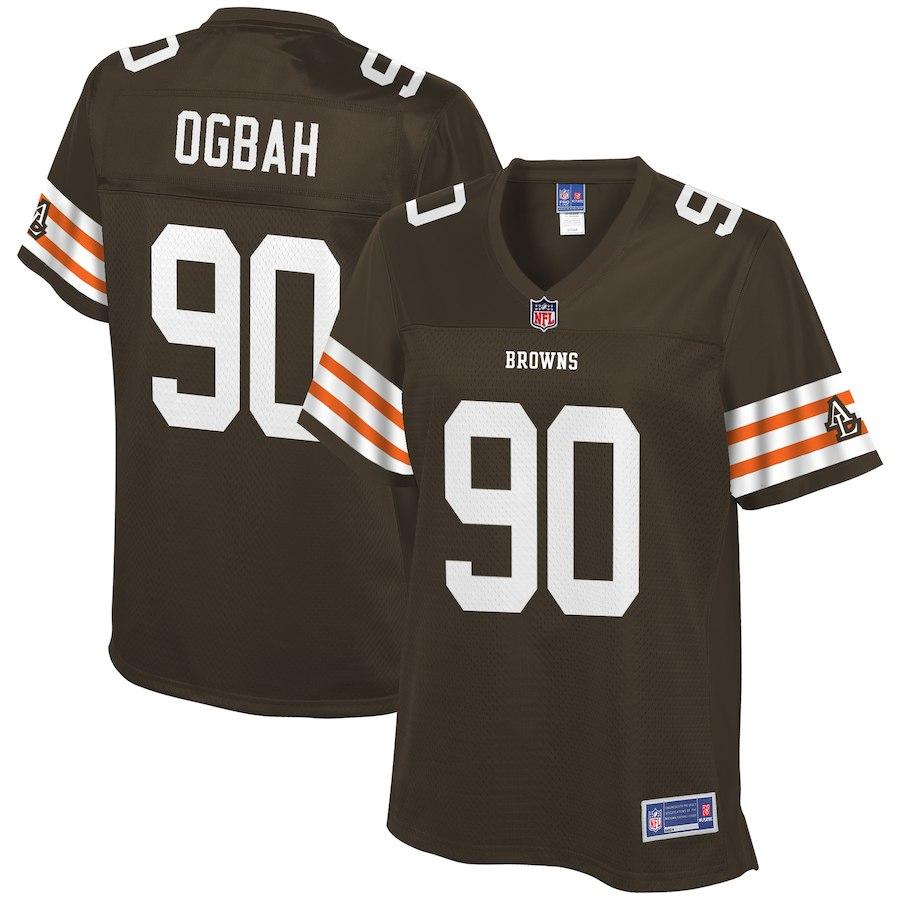 Women's Cleveland Browns Emmanuel Ogbah NFL Pro Line Brown Historic Logo Player Jersey