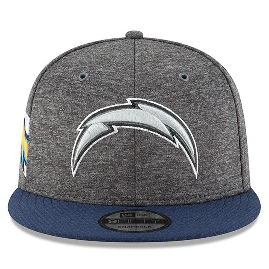 New Era Los Angeles Chargers Heather Gray/Navy 2018 NFL Sideline Home Graphite 9FIFTY Snapback Adjustable Hat