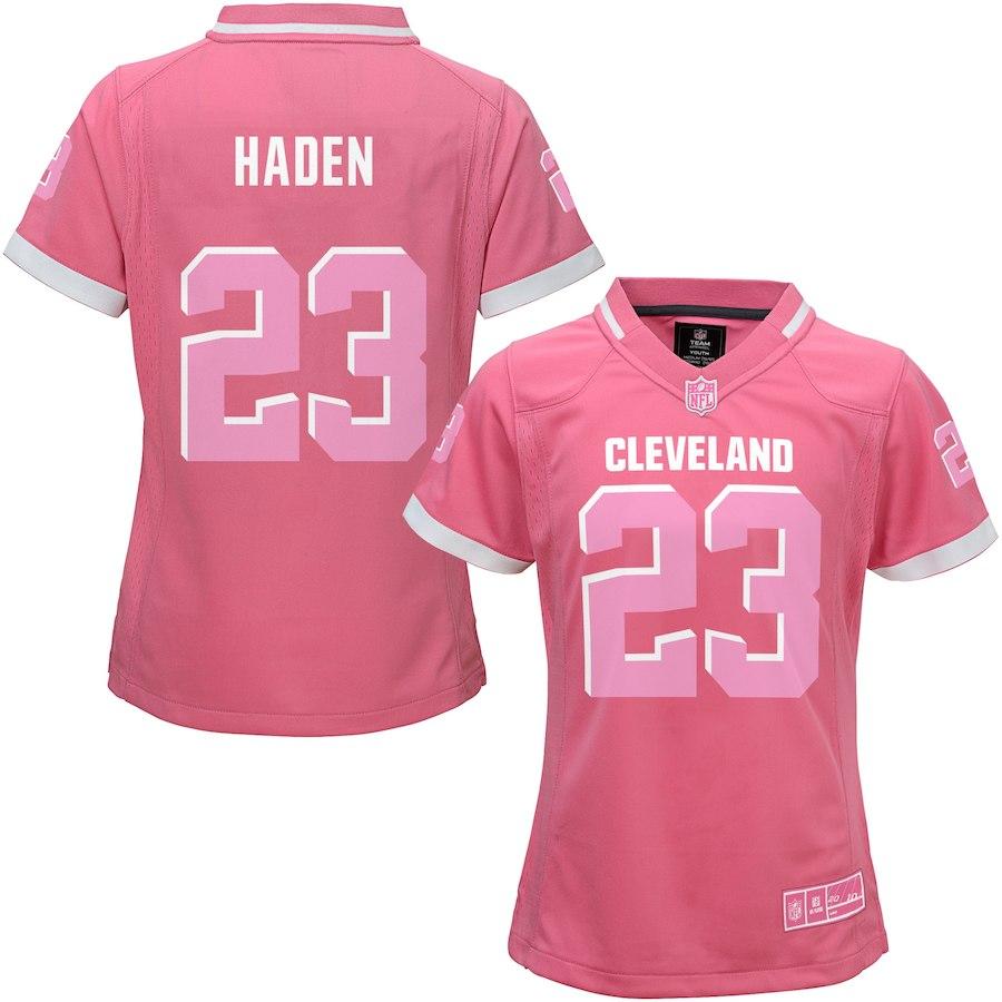 Girls Youth Cleveland Browns Joe Haden Pink Bubble Gum Jersey