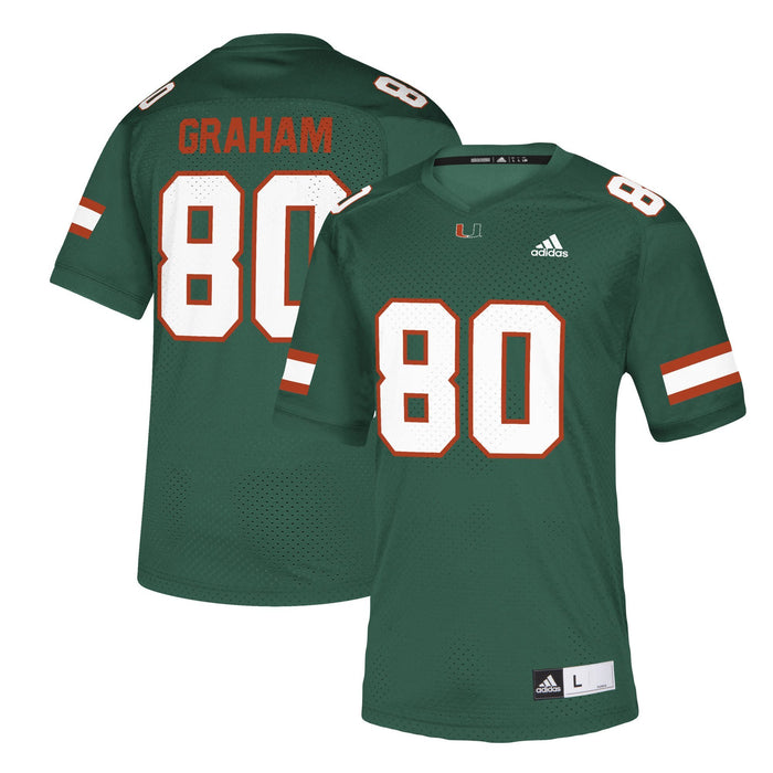 Men's Adidas Jimmy Graham Green Miami Hurricanes NFLPA Alumni Chase Replica Jersey