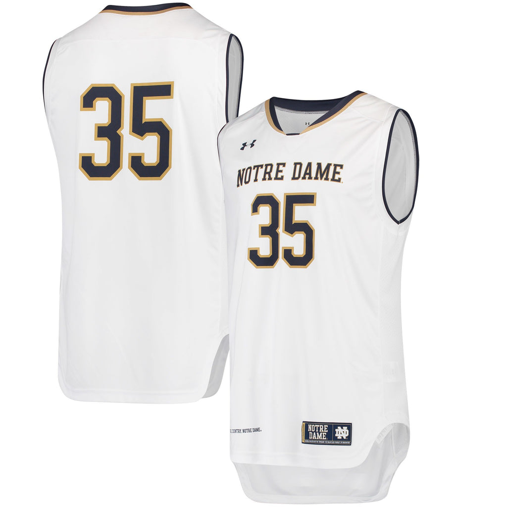Men's Under Armour #35 White/Navy Notre Dame Fighting Irish Replica Performance Basketball Jersey