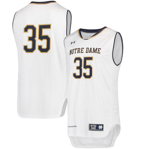 Men's Under Armour #35 White/Navy Notre Dame Fighting Irish Replica Performance Basketball Jersey