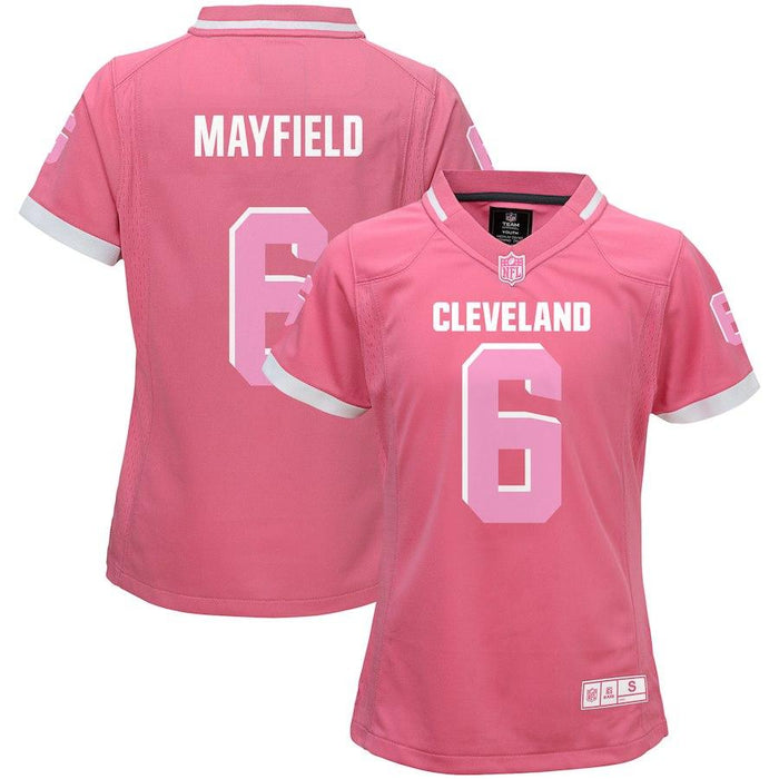 Girls Youth Cleveland Browns Baker Mayfield Pink Bubble Gum Jersey