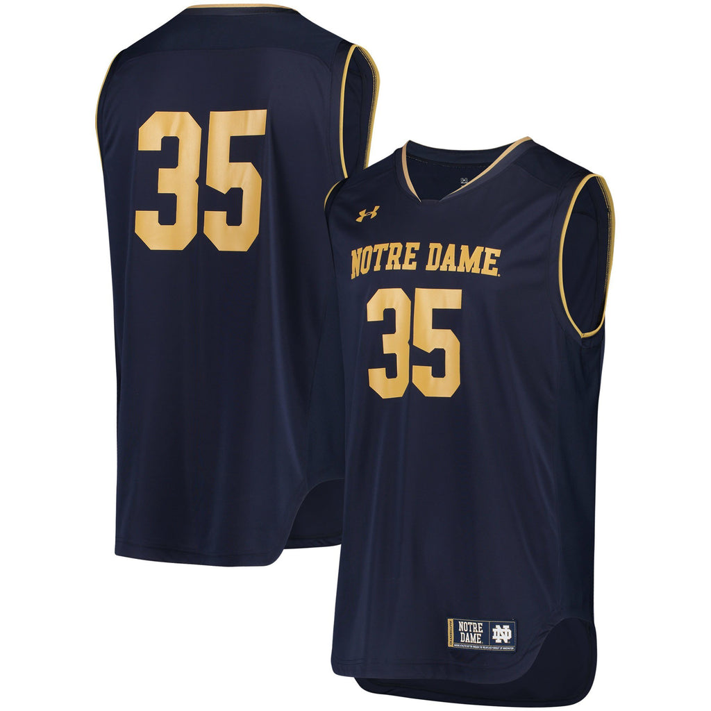 Men's Under Armour #35 White/Navy Notre Dame Fighting Irish Replica Performance Basketball Jersey