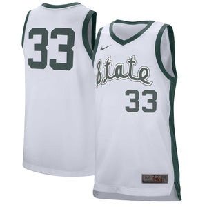 Men's Nike #33 White Michigan State Spartans Retro Performance College Basketball Jersey