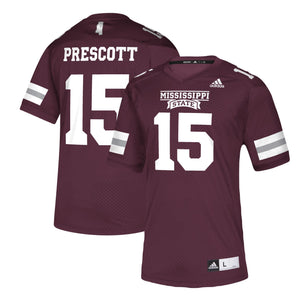 Men's Adidas Dak Prescott Maroon Mississippi State Bulldogs NFLPA Alumni Chase Replica Jersey