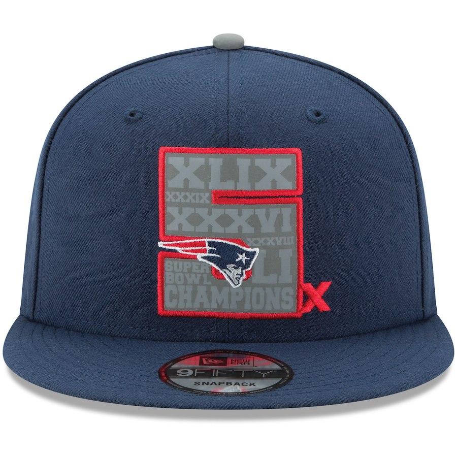 New Era New England Patriots Navy 5-Time Super Bowl Champions 9FIFTY Snapback Adjustable Hat