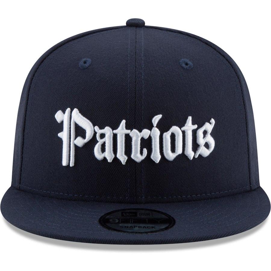 New Era New England Patriots Navy Gothic Script 9FIFTY Adjustable Snapback Hat