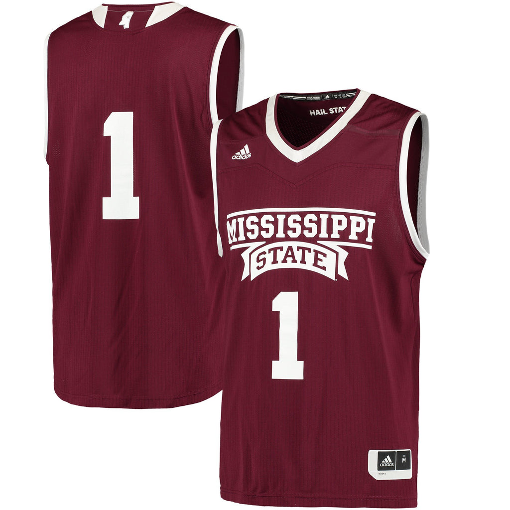 Men's Adidas Maroon Mississippi State Bulldogs Replica Basketball Jersey