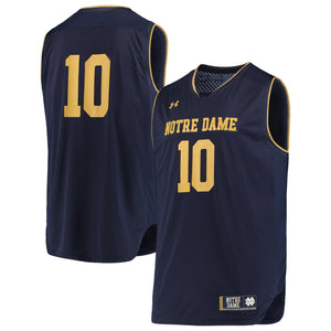 Men's Under Armour White/Navy #10 Notre Dame Fighting Irish Replica Basketball Jerseys