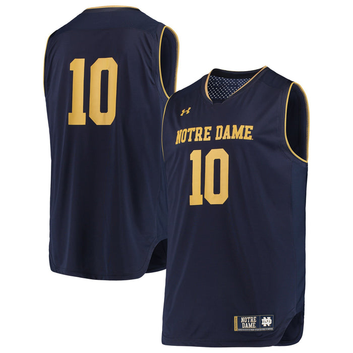 Men's Under Armour White/Navy #10 Notre Dame Fighting Irish Replica Basketball Jerseys