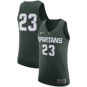 Men's Nike #23 Green Michigan State Spartans Authentic Basketball Jersey