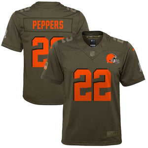 Youth Cleveland Browns Jabrill Peppers Nike Olive Salute to Service Game Jersey