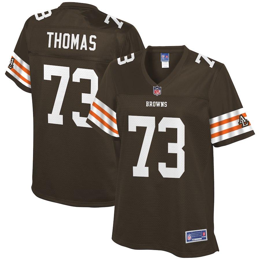 Women's Cleveland Browns Joe Thomas NFL Pro Line Brown Historic Logo Player Jersey