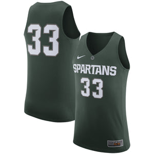 Men's Nike #33 Green Michigan State Spartans Hyper Elite Authentic Basketball Jersey