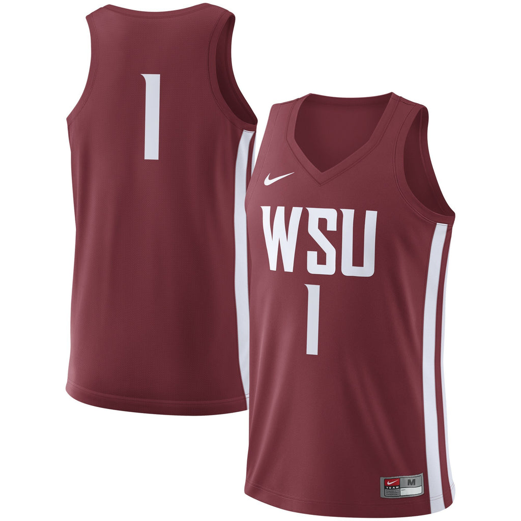 Men's Nike Crimson Washington State Cougars College Replica Basketball Jersey