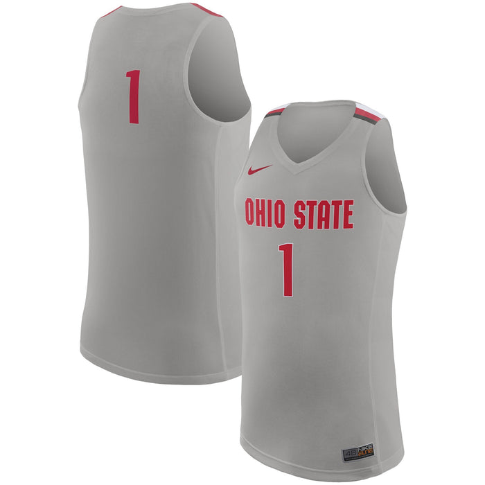 Men's Nike Gray/Scarlet Ohio State Buckeyes College Replica Basketball Jersey
