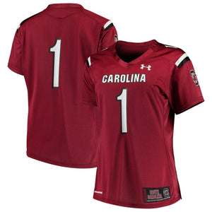 Women's Under Armour #1 Garnet South Carolina Gamecocks Finished Replica Team Jersey