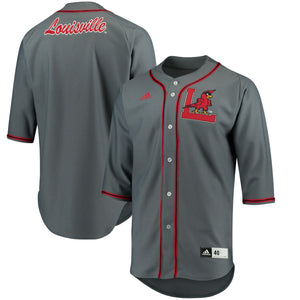 Men's Adidas Gray Louisville Cardinals Authentic Baseball Jersey