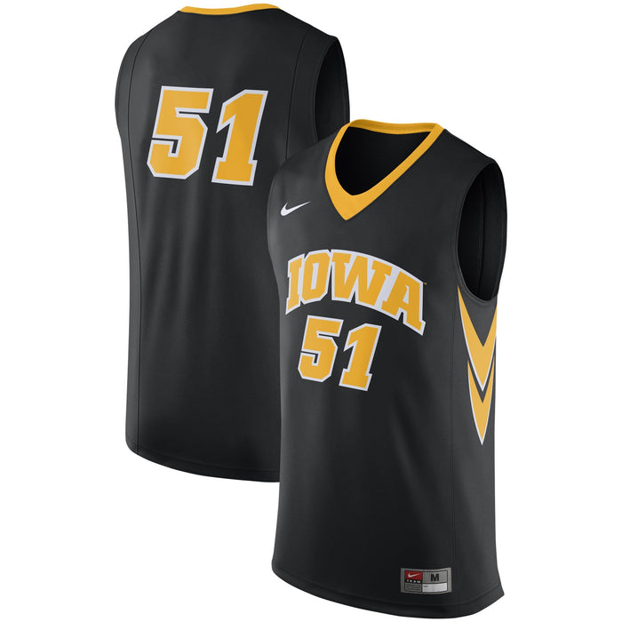 Men's Nike #51 Black Iowa Hawkeyes College Basketball Replica Jersey
