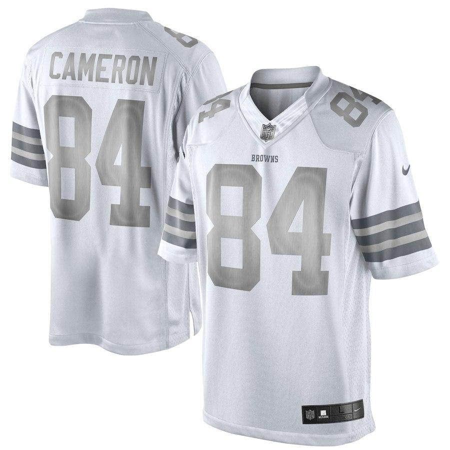 Men's Cleveland Browns Historic Logo Jordan Cameron Nike White Platinum Limited Jersey