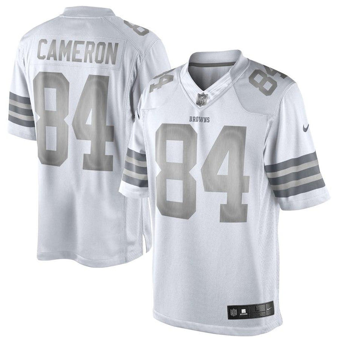 Men's Cleveland Browns Historic Logo Jordan Cameron Nike White Platinum Limited Jersey