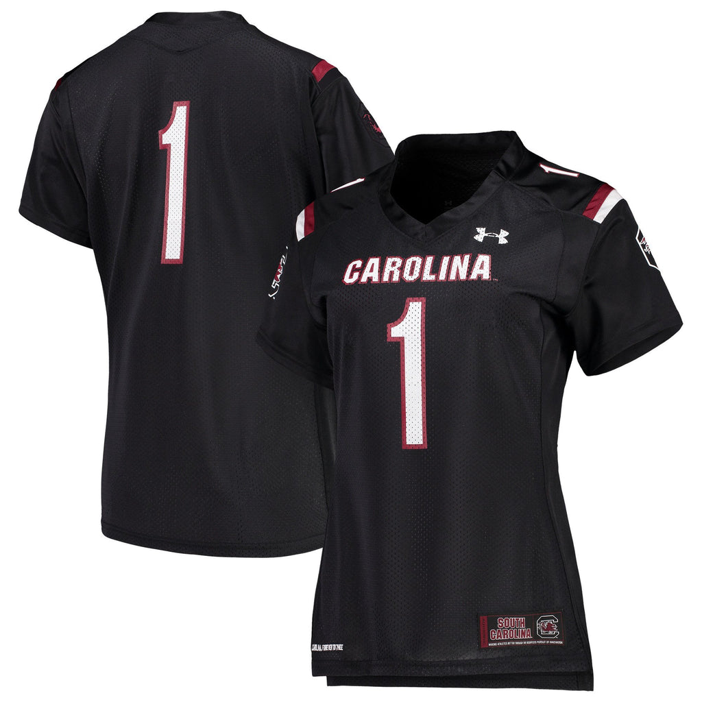 Women's Under Armour #1 Black South Carolina Gamecocks Finished Replica Jersey
