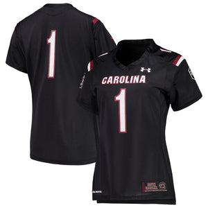 Women's Under Armour #1 Black South Carolina Gamecocks Finished Replica Jersey